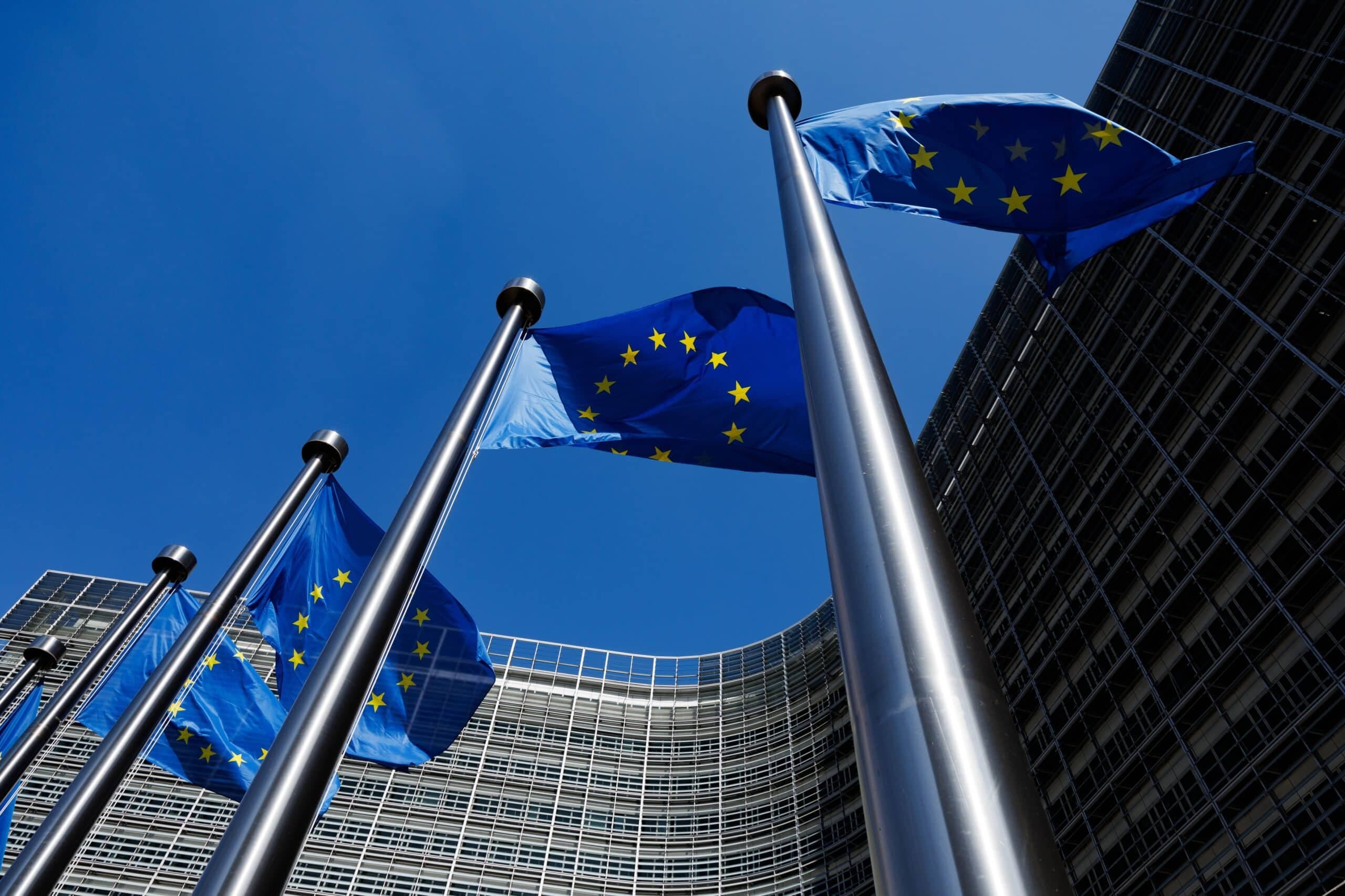 European,Flags,In,Front,Of,The,Berlaymont,Building,,Headquarters,Of
