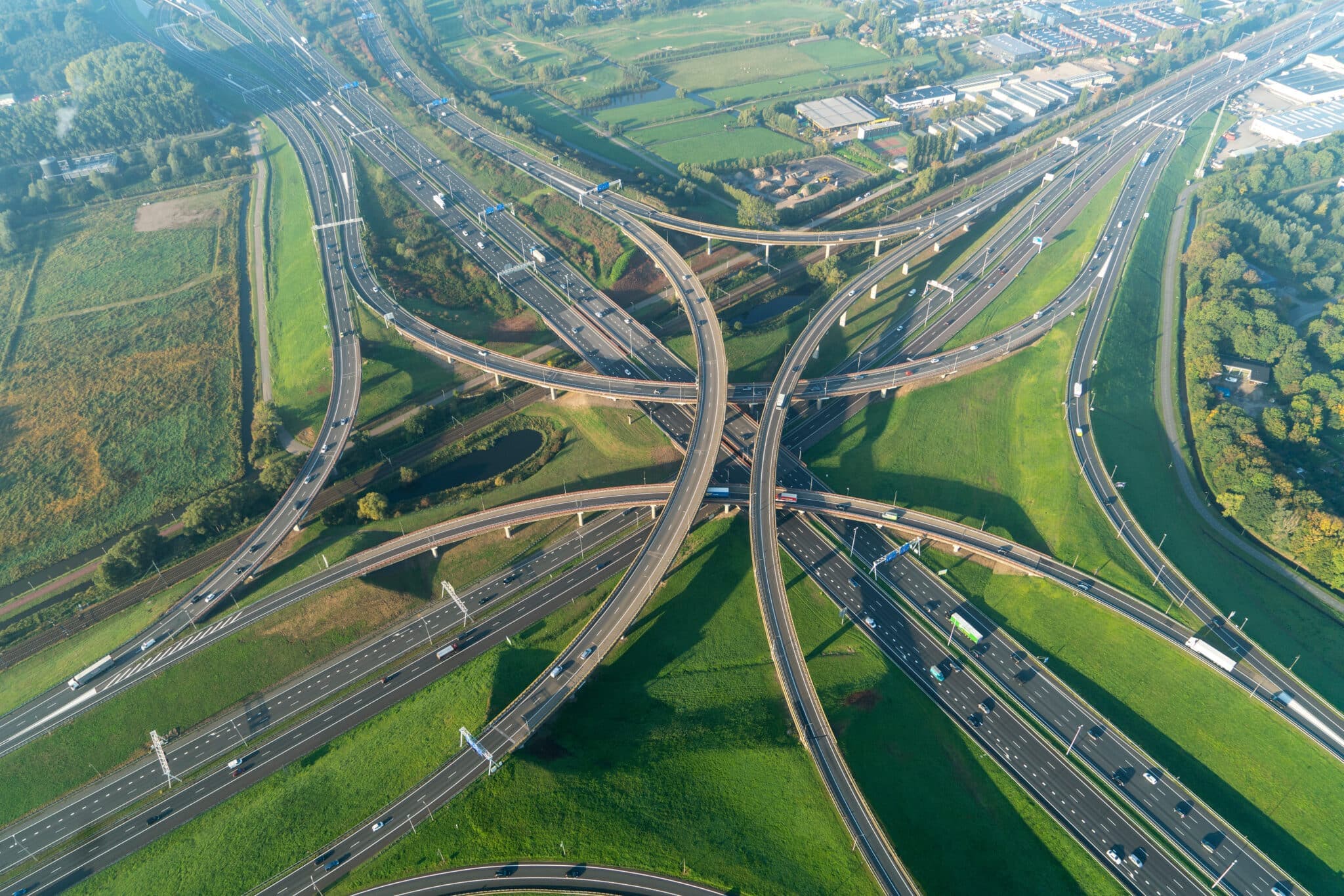 10-10-2018,,Den,Haag,,Holland.,Aerial,View,Of,A,Multilevel,Cloverleaf